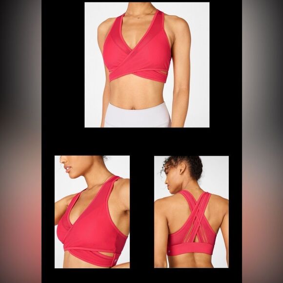 Fabletics Women’s Lipstick Red Faye Medium Impact Activewear Sports Bra II - Picture 1 of 8